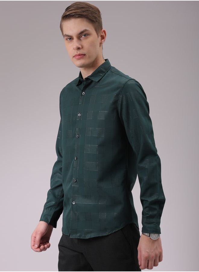 The Indian Garage Co Men Slim Fit Solid Full Sleeves Cutaway Collar Party Wear Shirt  - Image 3