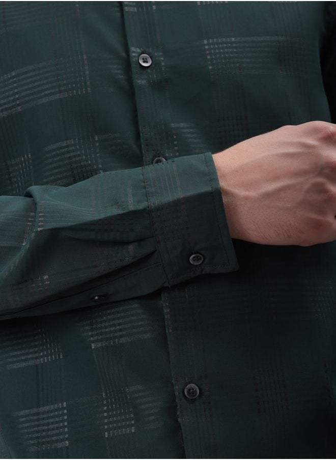 The Indian Garage Co Men Slim Fit Solid Full Sleeves Cutaway Collar Party Wear Shirt  - Image 5