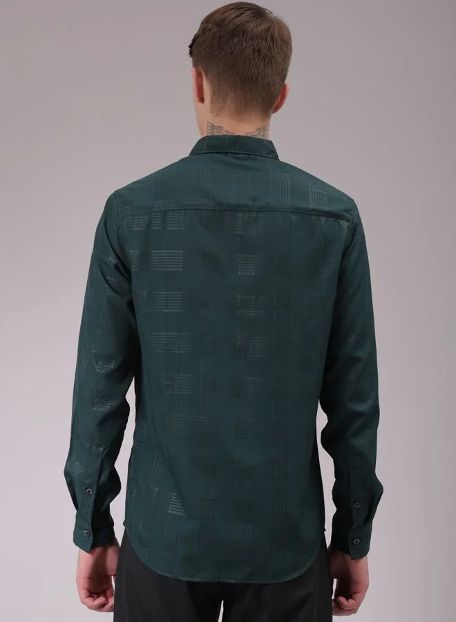 The Indian Garage Co Men Slim Fit Solid Full Sleeves Cutaway Collar Party Wear Shirt