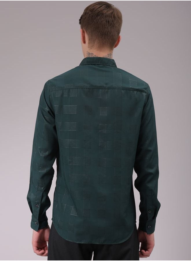 The Indian Garage Co Men Slim Fit Solid Full Sleeves Cutaway Collar Party Wear Shirt  - Image 2
