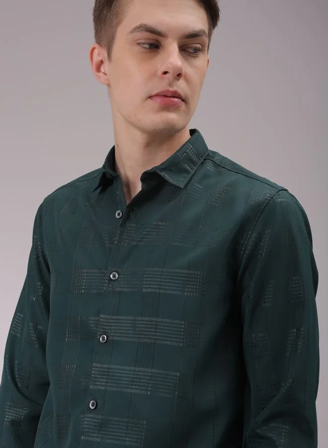 The Indian Garage Co Men Slim Fit Solid Full Sleeves Cutaway Collar Party Wear Shirt