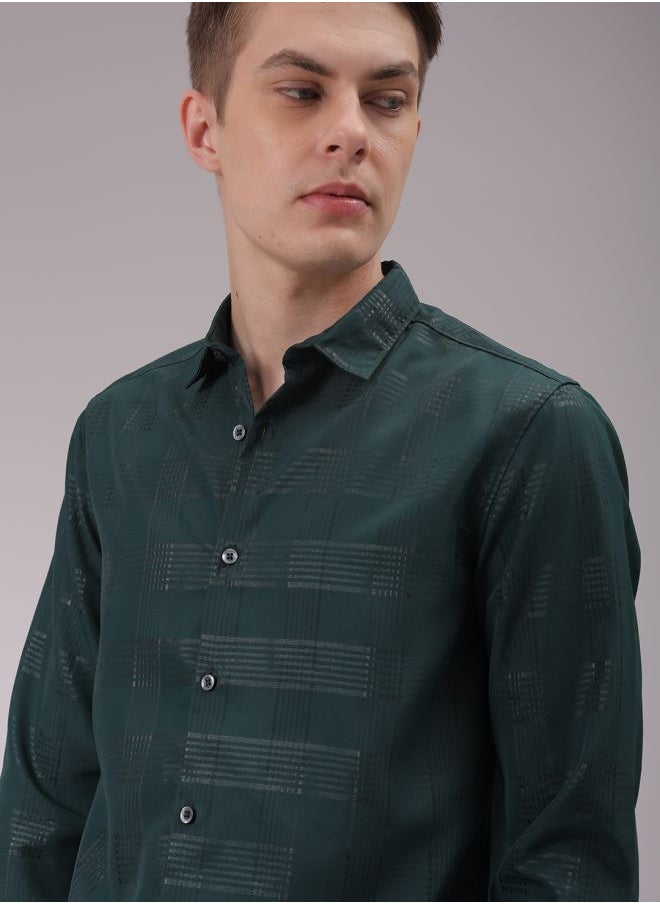 The Indian Garage Co Men Slim Fit Solid Full Sleeves Cutaway Collar Party Wear Shirt  - Image 1