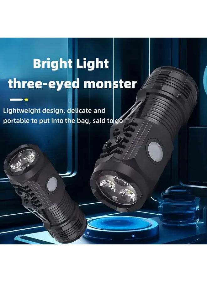 Black USB Rechargeable Pocket Flashlight 5 Modes Bright Lumen Metal Clip For Camping Emergency - Image 3