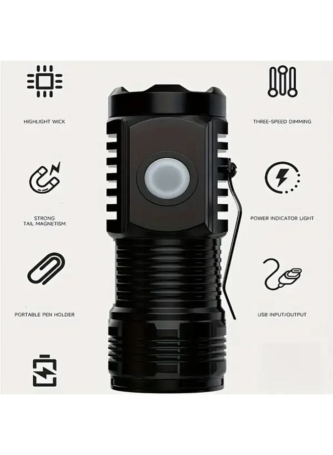 Black USB Rechargeable Pocket Flashlight 5 Modes Bright Lumen Metal Clip For Camping Emergency - Image 5