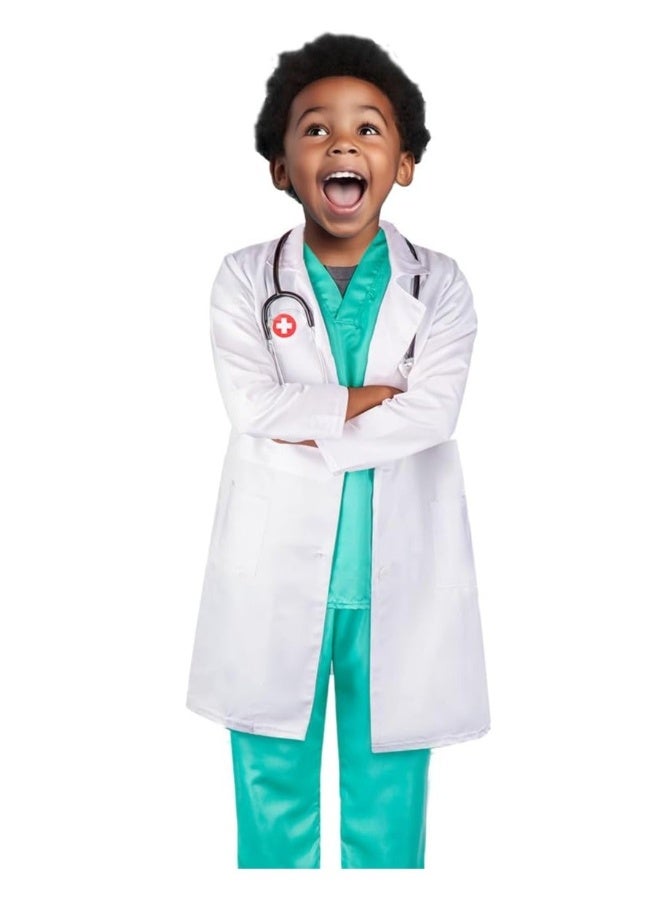 FUREUL Doctor Costume for Boys Girls - Kids Scrubs with Lab Coat & Carry Bag, Doctor Dress Up for Halloween, Career Day Role Play - Image 4