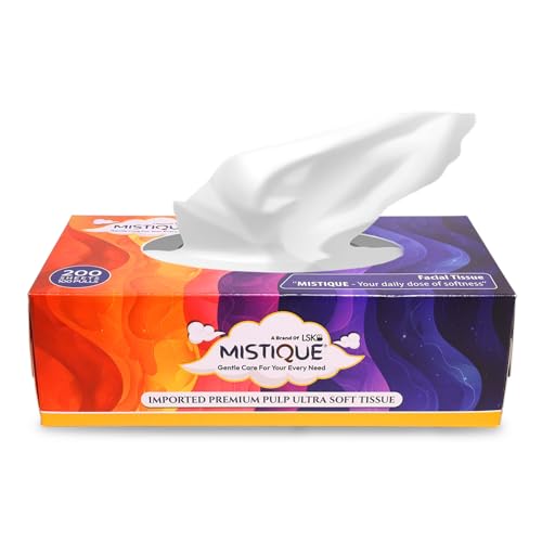 MISTIQUE 2 Ply Facial Tissue Paper - 100 Pulls (200 Sheets) | Car Tissue | Soft and Highly Absorbent Tissue Paper | Sheet Size (17 * 20 cm) (Pack of 1) - Image 1