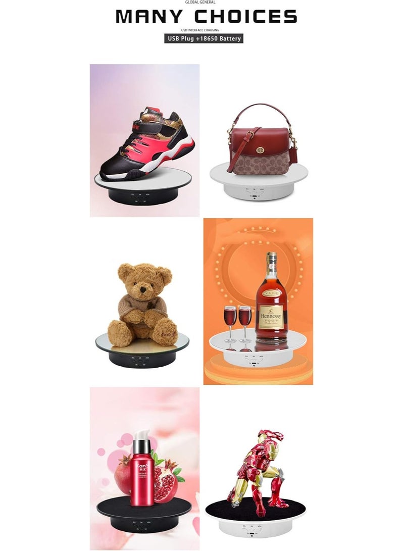 VKL Motorized Rotating Display Stand, 7.87inch /17.6lbs Load, 360 Degree Electric Rotating Turntable for Photography Products, Jewelry, Cake,3D Model,Mirror Cover (White) - Image 3