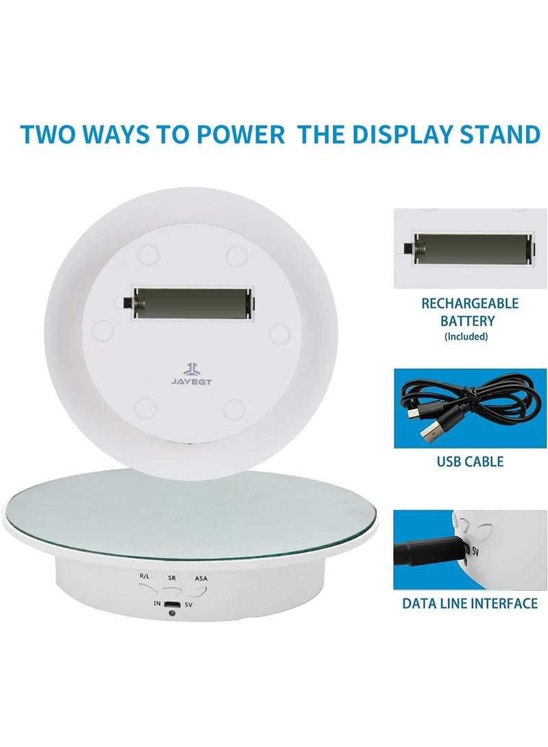 VKL Motorized Rotating Display Stand, 7.87inch /17.6lbs Load, 360 Degree Electric Rotating Turntable for Photography Products, Jewelry, Cake,3D Model,Mirror Cover (White) - Image 2