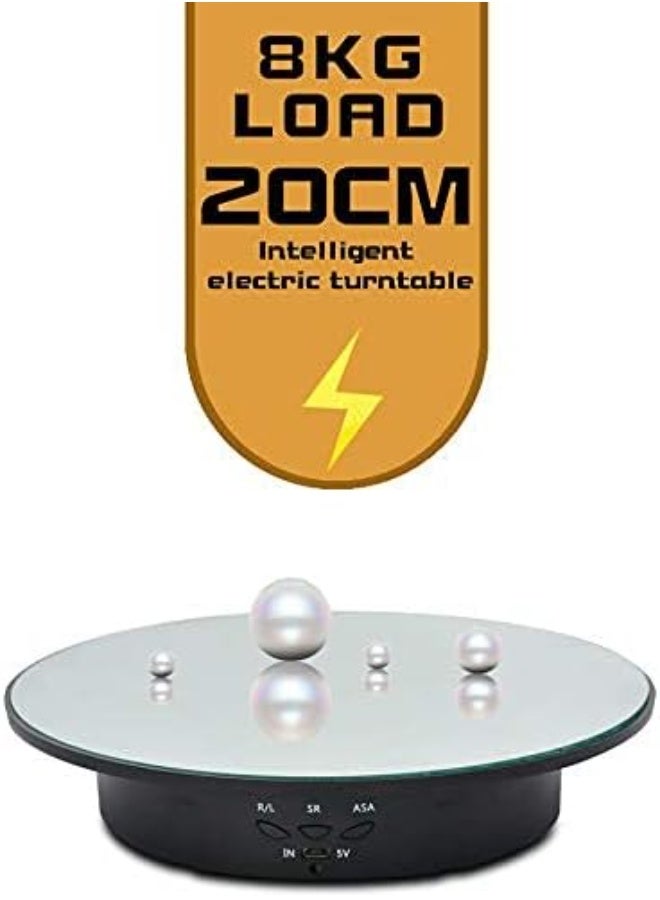 VKL Motorized Rotating Display Stand, 7.87inch /17.6lbs Load, 360 Degree Electric Rotating Turntable for Photography Products, Jewelry, Cake,3D Model,Mirror Cover (White) - Image 4