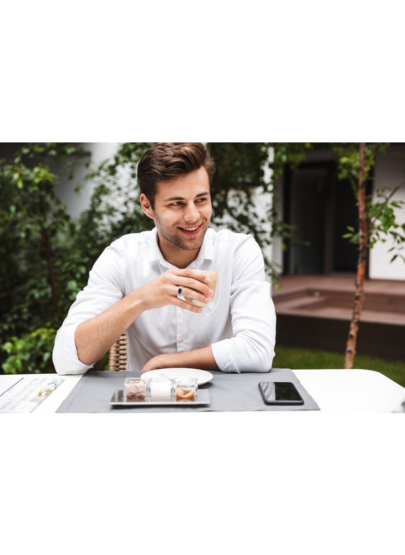 porodo Phone Touch Control Smart Ring-Health Tracker M 19.1mm - Silver  - Image 2