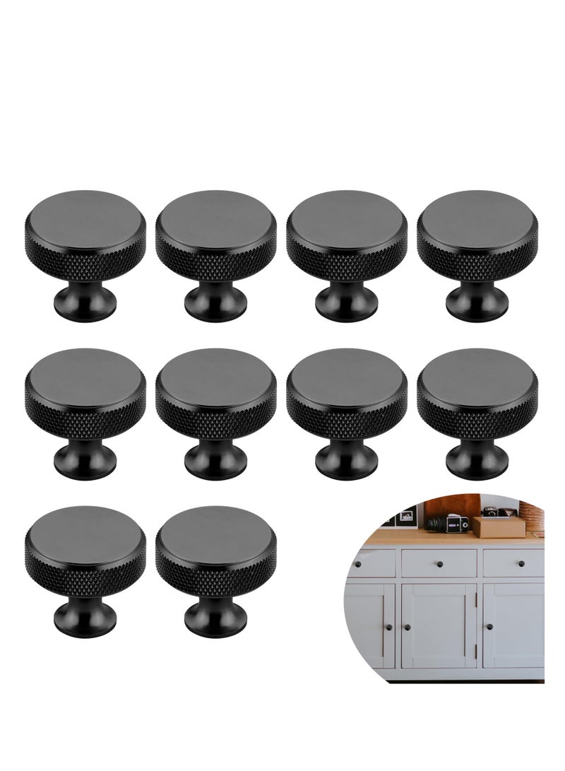 SYOSI Kitchen Cabinet Knobs, 10Pcs Black Cabinet Knobs Door Knobs, Drawer Knurled Dresser Pulls Zinc Alloy Round Hardware Knobs with Screws, for Cabinets and Drawers Kitchen Closet Door Knobs - Image 1