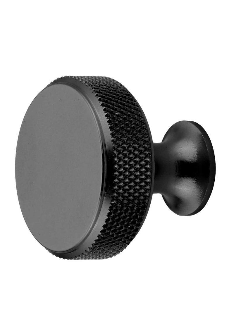 SYOSI Kitchen Cabinet Knobs, 10Pcs Black Cabinet Knobs Door Knobs, Drawer Knurled Dresser Pulls Zinc Alloy Round Hardware Knobs with Screws, for Cabinets and Drawers Kitchen Closet Door Knobs - Image 2