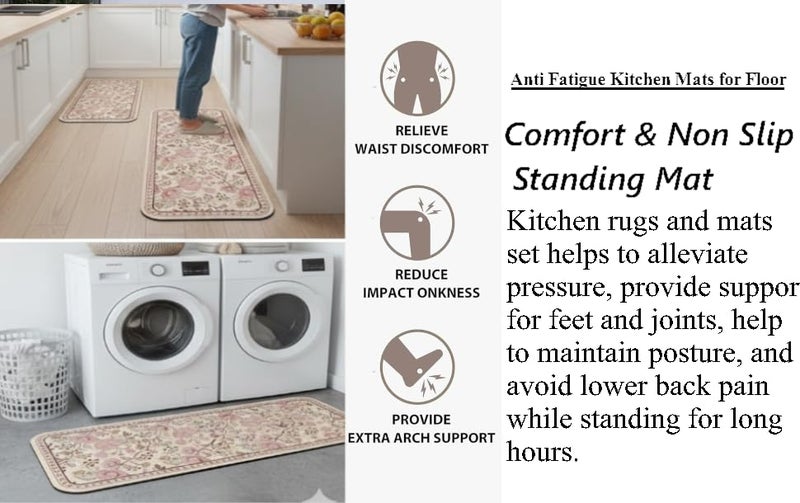 Proxin Rubber Kitchen Mats for Floor 2 Pcs Non Slip Kitchen Mats Washable Cushion Rug for Home, Cooking & Standing Comfort Kitchen Decor with Modern Design with Easy to Clean (118 x 38cm, 58 x 38cm) - Image 5
