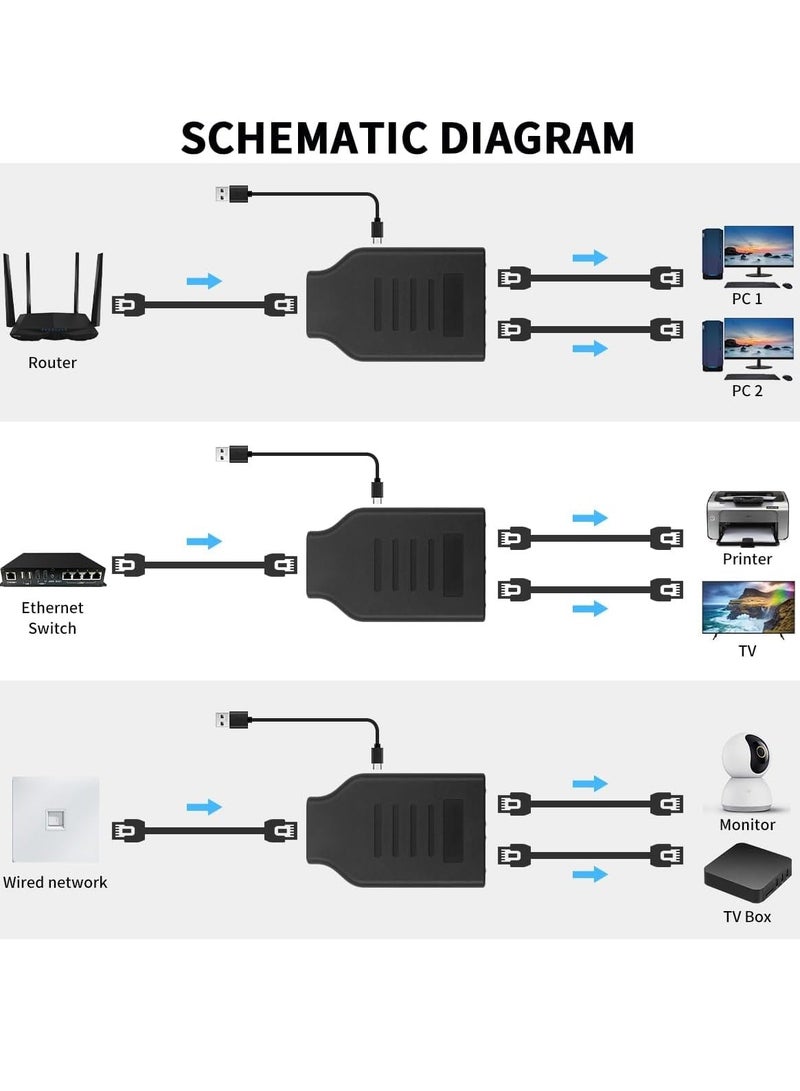 Arabest Ethernet Splitter 1 to 2, 100Mbps Network Splitter, RJ45 Splitter Adapter, Compatible with Cat5/5e/6/7/8 Cable  - Image 4