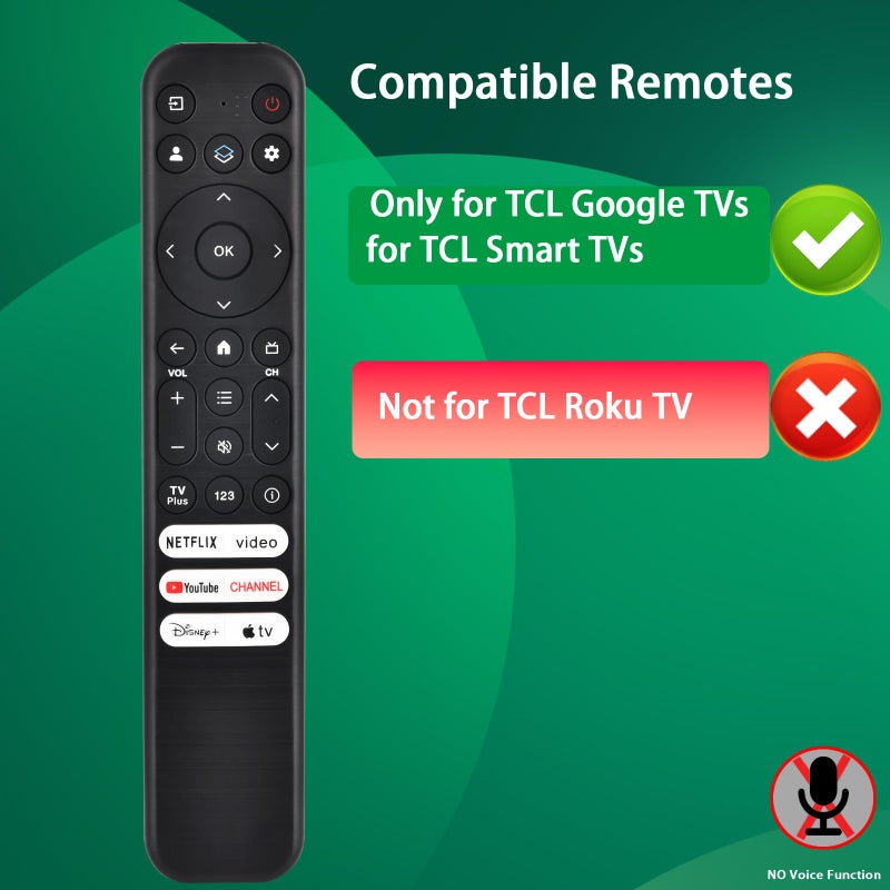VIVCASE Replacement for TCL Google TV Remote Control,RC813 Compatible with TCL QM8/QM7/Q7/Q6/Q5/S5/S4/S3 4K UHD HDR LED QLED QD-Mini LED Full-HD Smart TVs - Image 3