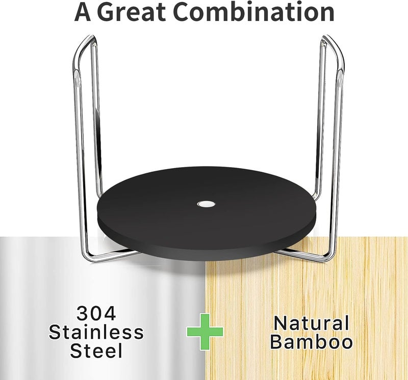 Wisuce Dish Racks for Kitchen Countertop Organizer  Bamboo Plate Holder Adjustable Size  Stainless Steel 304 Portable Handle for Kitchen Drawer Countertop Cupboard Shelf - Image 2