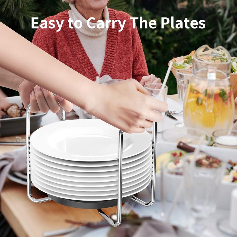 Wisuce Dish Racks for Kitchen Countertop Organizer  Bamboo Plate Holder Adjustable Size  Stainless Steel 304 Portable Handle for Kitchen Drawer Countertop Cupboard Shelf - Image 5
