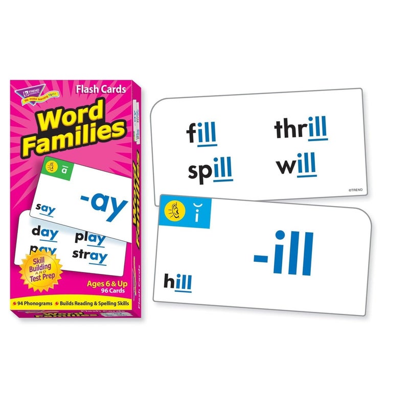 Trend Enterprises: Word Families Skill Drill Flash Cards, Content-Rich Cards to Practice and Master, Great for Skill Building and Test Prep, 96 Cards Included, Ages 6 and Up - Image 2