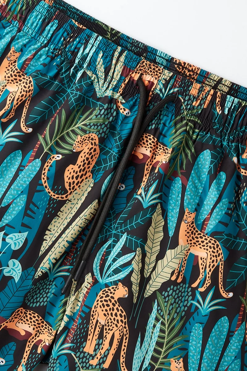 JUNE Men's Regular Fit Patterned Denim Shorts