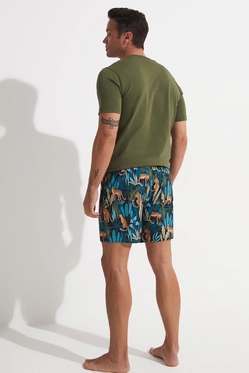 JUNE Men's Regular Fit Patterned Denim Shorts