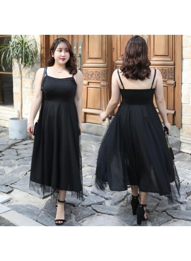 Plus Size Women's New Sling Gauze Skirt Women's Mid-length Bottoming Skirt Vest Long Skirt Summer Mesh Dress 8 30