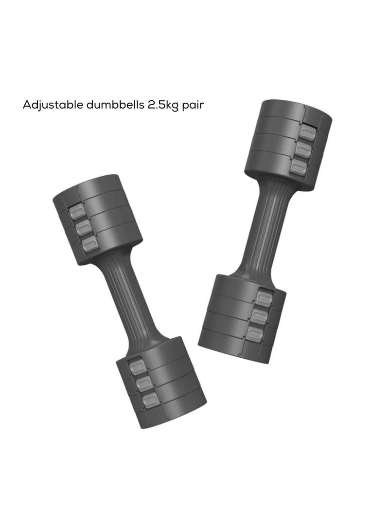 برايموز مجموعة دمبل قابلة للتعديل، وزن 5 كجم (زوج، وزن 2.5 كجم) دمبل سهلة التعديل للنساء والرجال وكبار السن، مناسبة لتمارين الجيم المنزلي وتدريب القوة، وزن 1-2.5 كجم لكل دمبل - لون أسود - Image 2