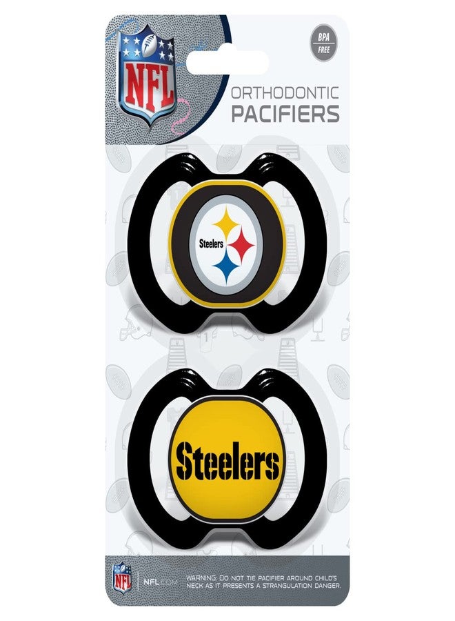 MasterPieces Baby Fanatic NFL Pittsburgh Steelers 2-Pack Pacifiers, One Size, Team Color - Image 2
