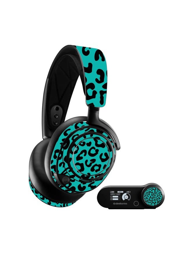 MIGHTY SKINS MightySkins Skin Compatible with SteelSeries Arctis Nova Pro - Teal Leopard | Protective, Durable, and Unique Vinyl Decal wrap Cover | Easy to Apply, Remove, and Change Styles | Made in The USA - Image 1