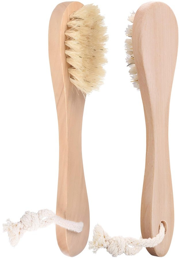 Kootinn 2 Pack Miniature Dry Brush with Hanging Loop - Natural Bristle Small Body Brush for Exfoliating, Facial Cleansing - Soft Skin for Neck, Chest, Nails, and Other Sensitive Areas - Image 1