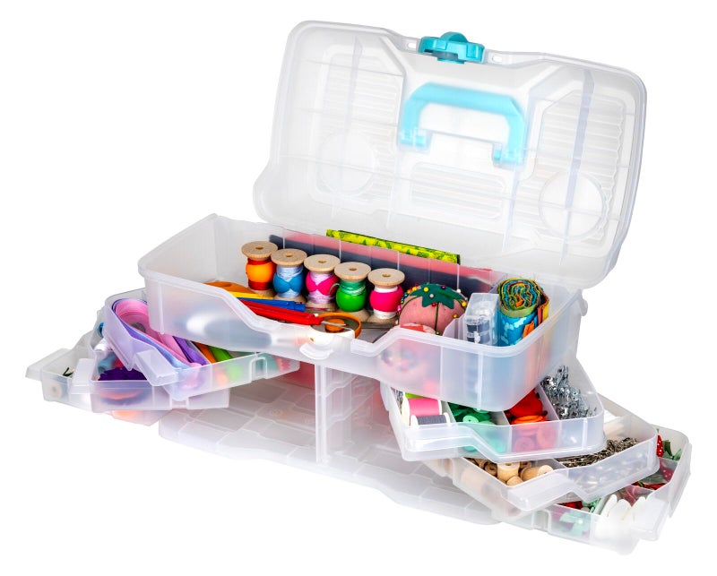 ArtBin Clear Plastic Organizer - ArtBin - Small Parts Organizer - for DIY Arts & Crafts Storage Boxes & Organizers, Sewing Storage - Storage Box with Compartments, Project Box - Large (6 Pivot Trays) 6963PB - Image 5