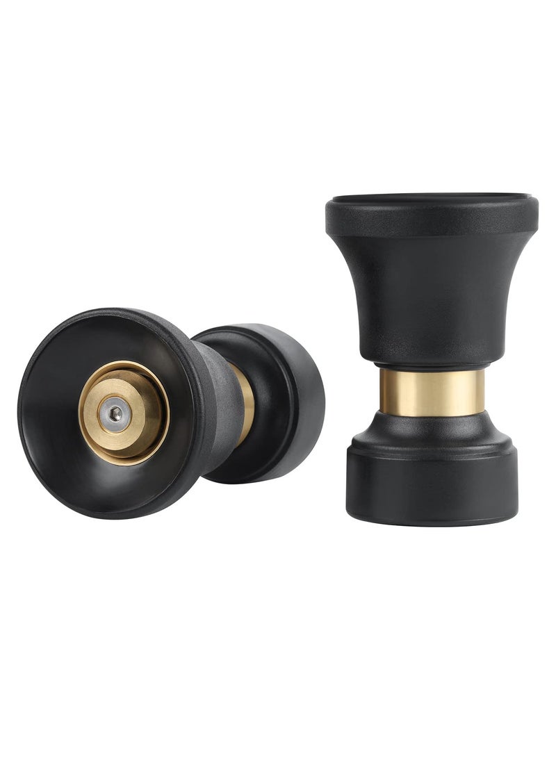 SYOSI 2 Pack Heavy Duty Brass Hose Nozzle, Fireman Style High Power, Leak Proof Adjustable Garden Water Sprayer for Car Wash, Patio Cleaning, Lawn Watering, Pet Showering, Black - Image 1