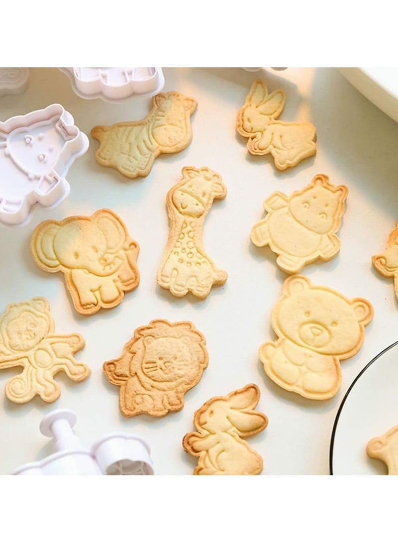 general 8PCS Safe and Durable Gummy Cutter Plunger Cookie Stamps, 3D Animal Embossing Cutters for Cookies, Gummy Candies, Cheese Baking, Animal Cookie Moulds and Stamps - Image 4