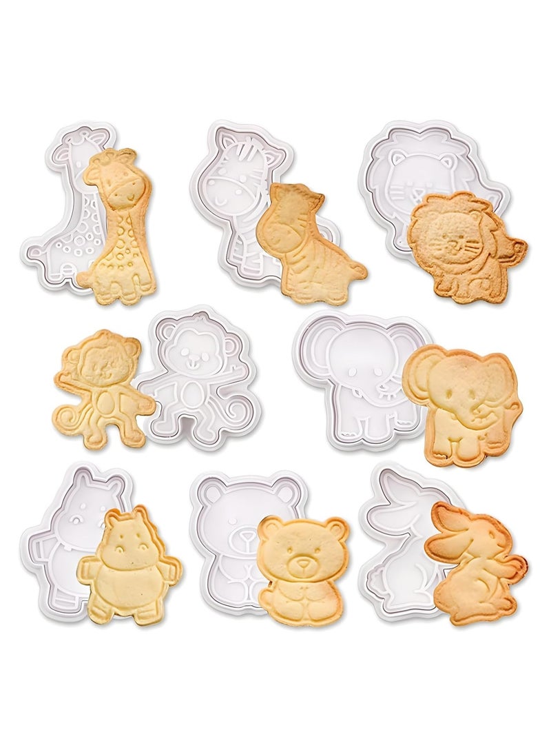 general 8PCS Safe and Durable Gummy Cutter Plunger Cookie Stamps, 3D Animal Embossing Cutters for Cookies, Gummy Candies, Cheese Baking, Animal Cookie Moulds and Stamps - Image 1