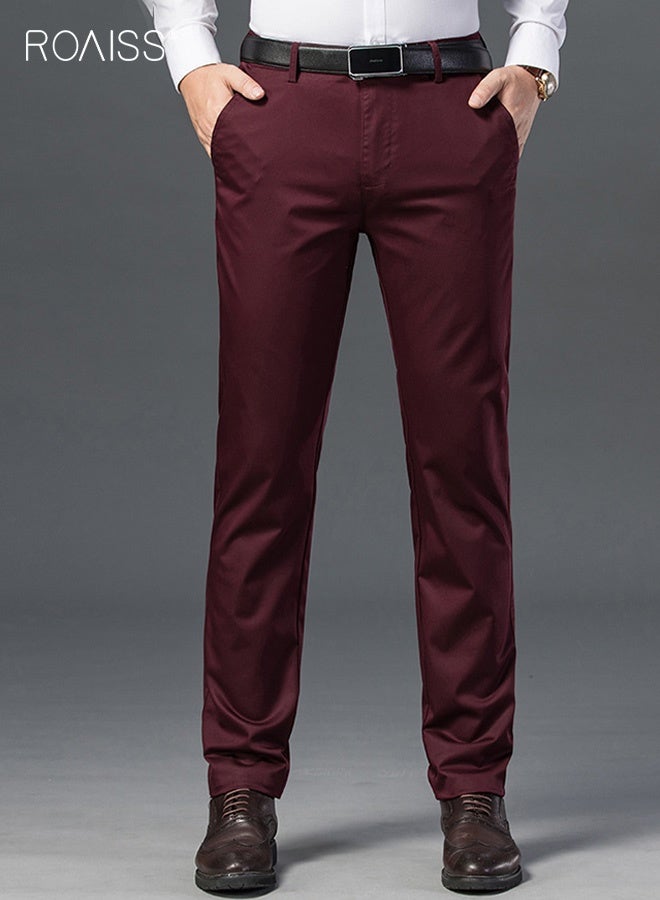 roaiss Men's Solid Color Dress Pants Lightweight Comfort Regular Fit Trousers with Versatile Style, Perfect for Year Round Office Wear and Smart Casual Occasions, Classic Tailoring with Ease - Image 1