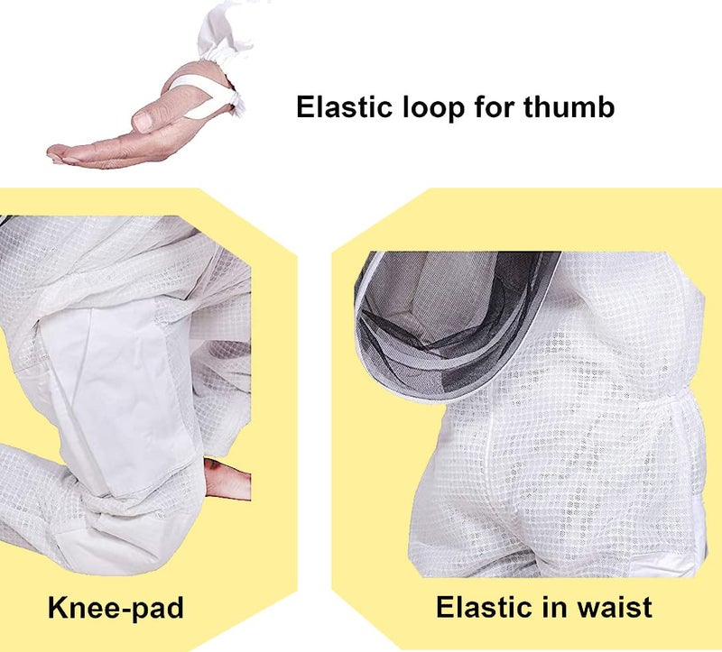 BEEATTIRE بدلة النحال Bbeaatire المهوّاة 3 طبقات شبكية مضادة للدغ مع غطاء - M - Image 5