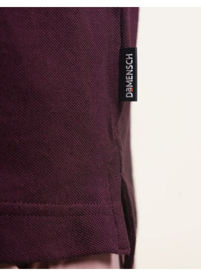 DaMENSCH DAMENSCH Constant Men's All-Degree Thermoregulating Pique 500 Day Polo T-Shirt - 2 btn -Pack of 1-Loyal Maroon-Large  - Image 5