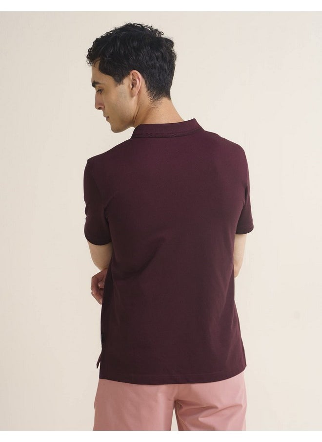DaMENSCH DAMENSCH Constant Men's All-Degree Thermoregulating Pique 500 Day Polo T-Shirt - 2 btn -Pack of 1-Loyal Maroon-Large  - Image 4