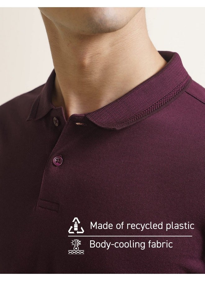 DaMENSCH DAMENSCH Constant Men's All-Degree Thermoregulating Pique 500 Day Polo T-Shirt - 2 btn -Pack of 1-Loyal Maroon-Large  - Image 2