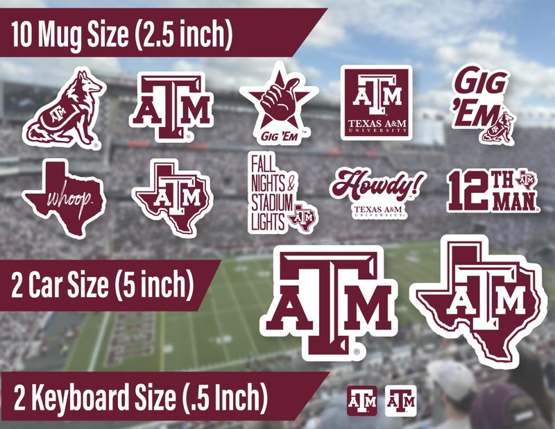 PartyKandy Texas A&M Stickers for Gift, Car, Water Bottle, Laptop, and Phone for TAMU Football Fans and University Graduates (Texas A&M Aggies) - Image 2