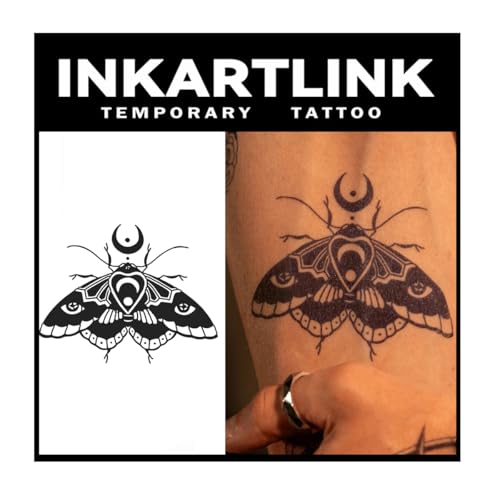 INKARTLINK 2 Sheets Medium Semi Permanent Tattoos Temporary Tattoos Adult Art Designs Waterproof Realistic No Adhesive NonReflective Lasts 12 WeeksLunar Moth