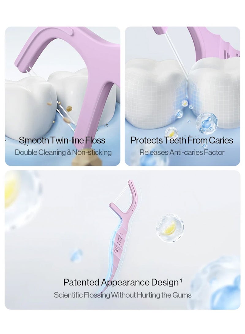يو سمايل usmile- 50 قطعة * 4-التوأم خط التنظيف مكافحة تسوس الأسنان خيط الأسنان عصا الأسنان تنظيف الأسنان العناية الفموية بين الأسنان (التنظيف) - Image 4