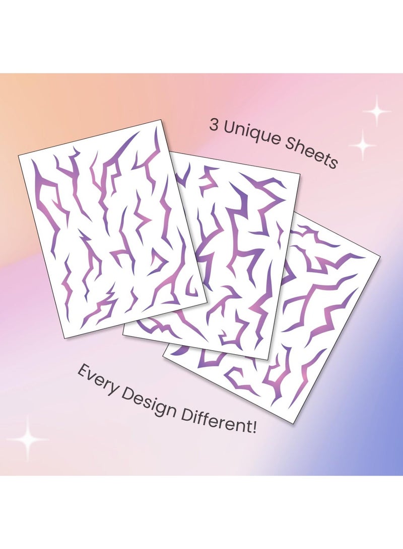 saykfoe 3 Sheets Kpop Temporary Tattoos for Kids, Purple Glowing Hunters Stickers Cosplay Accessories, Kids Demon Tattoos for Girls, Halloween Costumes Cosplay Accessories Fake Tattoos (Purple) - Image 5