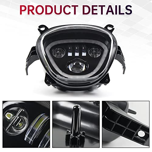 CPOWACE LED Headlight for M109R,Clear Lens LED Head lamp Assembly with Halo DRL High/Low Beam Compatible with SUZUKI Boulevard M109R / M90 - Image 4