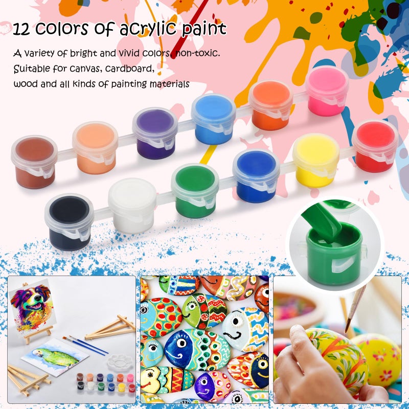 Hdviai 10 Set Canvas Painting Kit, 8 x 10In Canvas Boards with Easels, 12 Color Acrylic Paints, Brushes, Palettes, Art Supplies for Beginners â€“ Paint and Sip Kit for Adults, Couples Painting Kit Date Night - Image 5