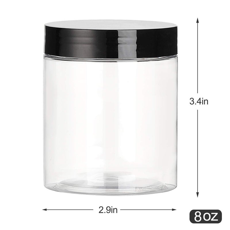 Dabacc 8 OZ Plastic Jars with Lids, 24 Pack Clear Plastic Slime Containers for Kitchen and Household Food Storage of Dry Goods, Creams and More, BPA Free - Image 2