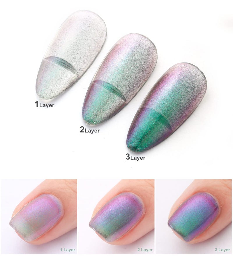 Major Dijit Chameleon Nail Polish Holographic Glitter Quick Dry Nail Polish Shimmer Iridescent Chrome Nail Art Varnish (02) - Image 3