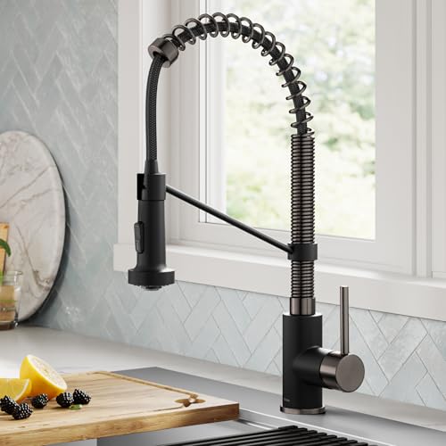 KRAUS Bolden Commercial Style 2-Function Single Handle Pull Down Kitchen Faucet in Matte Black/Black Stainless, KPF-1610MBSB (Pack of 1) - Image 2