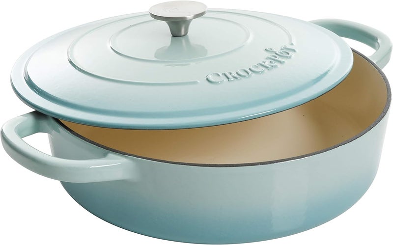 كروك بوت قدر الطهي البطيء Crock-Pot Artisan مطلي بالزجاج الملون من الحديد الصب، سعة 5 لترات، بلون الماء - Image 2