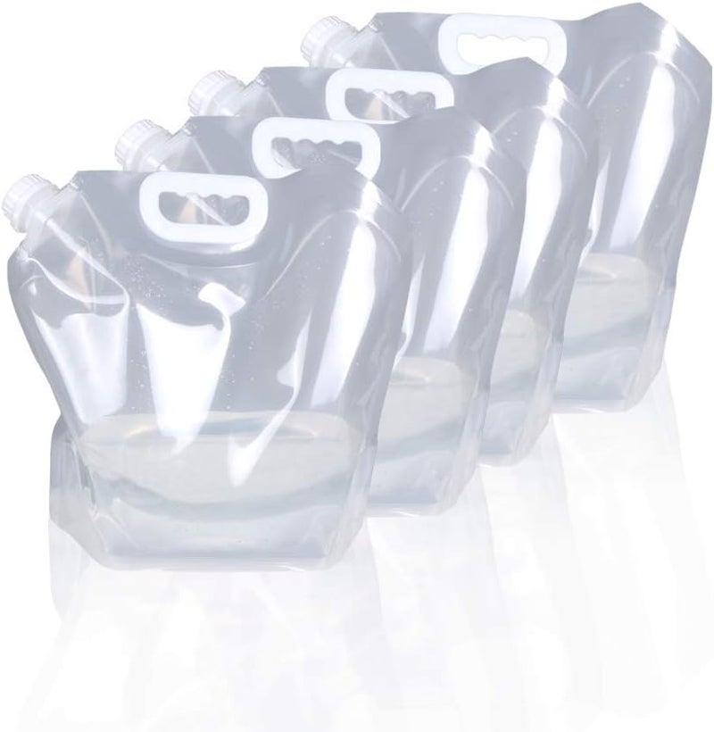 Soddeph Collapsible Water Container Bag, BPA Free Food Grade Clear Plastic Storage Jug for Sport Camping Riding Mountaineer,Freezable, Food Grade (4-pack-1.3 Gal) - Image 1