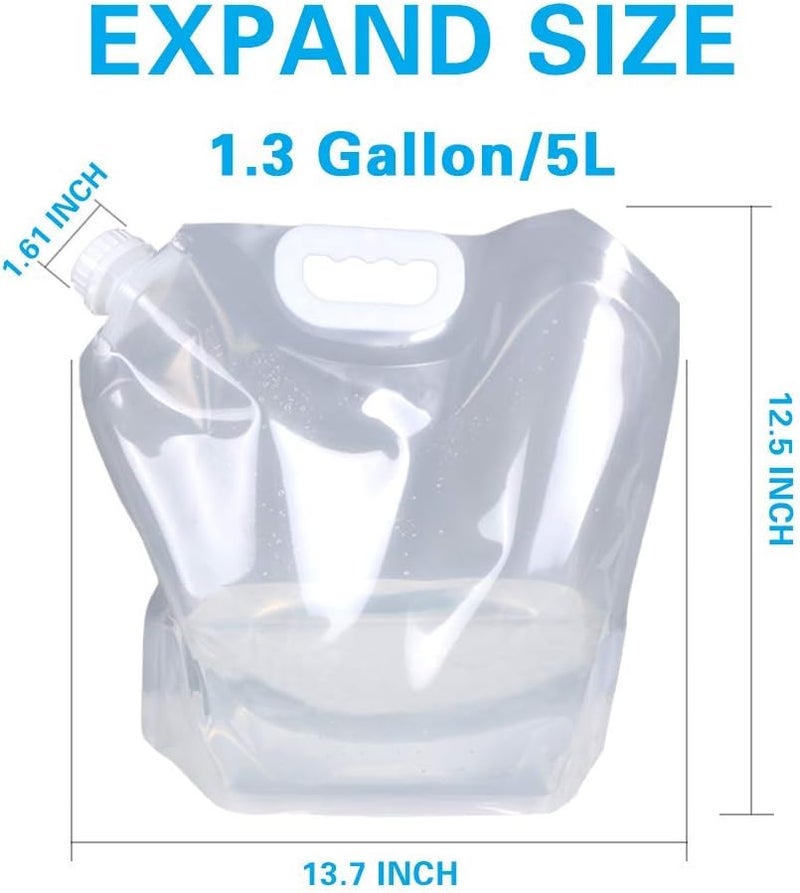 Soddeph Collapsible Water Container Bag, BPA Free Food Grade Clear Plastic Storage Jug for Sport Camping Riding Mountaineer,Freezable, Food Grade (4-pack-1.3 Gal) - Image 2